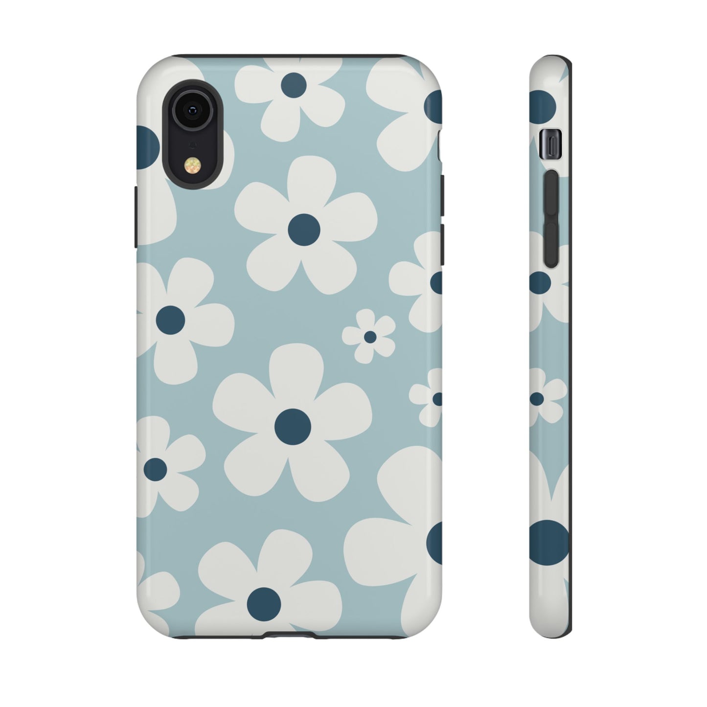 iPhone XR / Glossy Phone Case - Cute Light Blue Daisy Pattern Phone Case