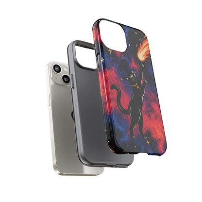 Whimsical Multicolour Celestial Black Cat Phone Case