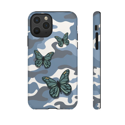 iPhone 11 Pro / Glossy Phone Case - Light Blue Butterfly Camo Phone Case