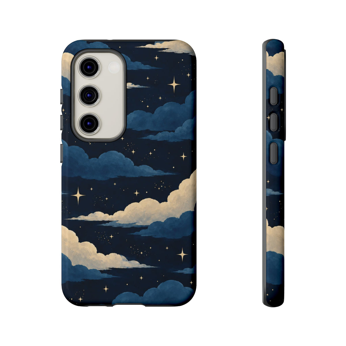 Illustrated Navy Blue Clouds & Stars Phone Case
