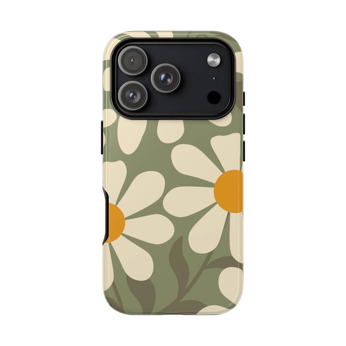 Retro Green Daisy Pattern #2 Phone Case - Green Phone Case - iPhone 17 Pro / Glossy