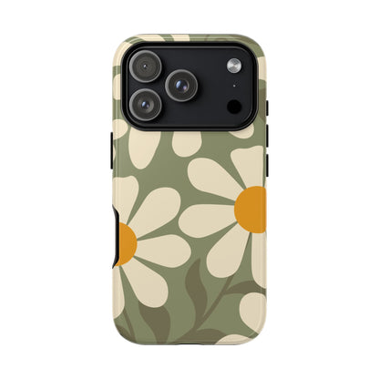 Retro Green Daisy Pattern #2 Phone Case - Green Phone Case - iPhone 17 Pro / Glossy