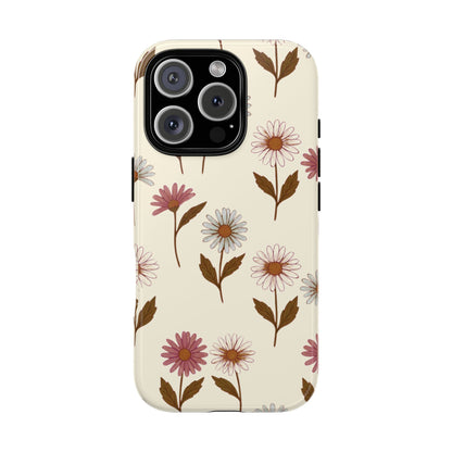 Pretty Cream & Rose Daisy Pattern Phone Case