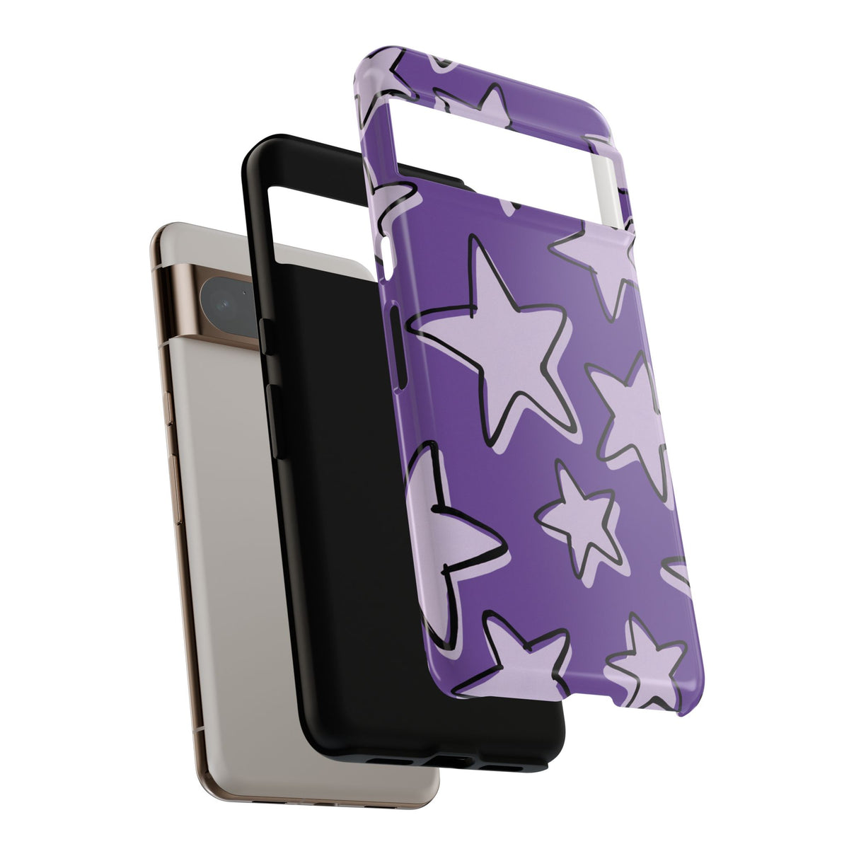 Violet Purple Doodle Star Phone Case