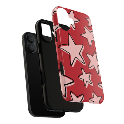 Cherry Red Doodle Star Phone Case