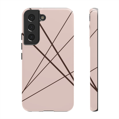 Abstract Pink with Brown Lines Phone Case - Pink Phone Case - Samsung Galaxy S22 / Glossy