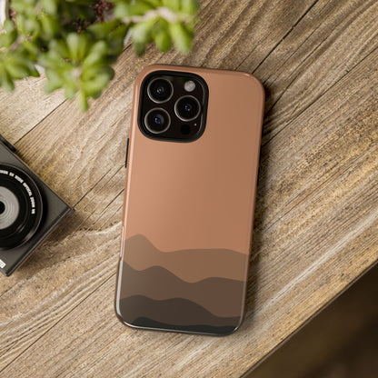 Brown Abstract Waves Protective Phone Case - Brown Phone Case