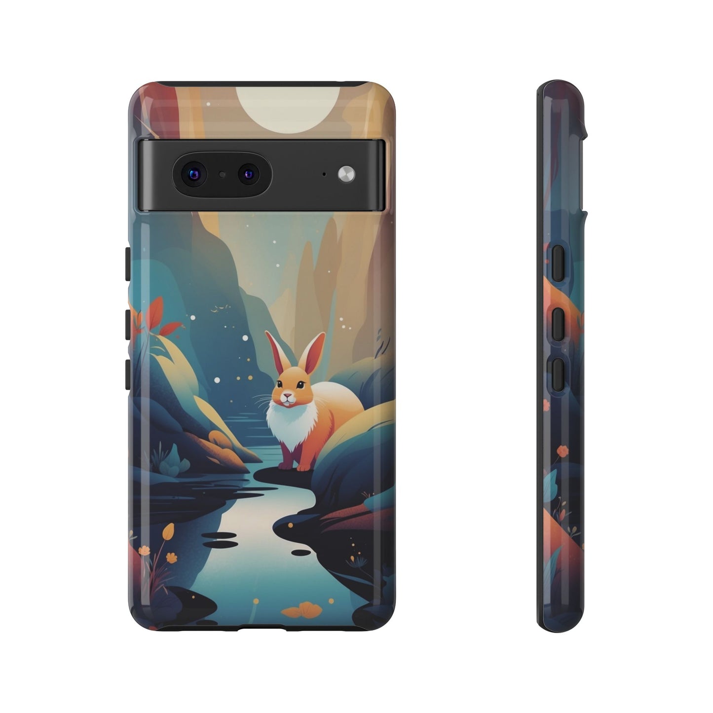 Google Pixel 7 / Glossy Phone Case - Stylised Rabbit Design Phone Case