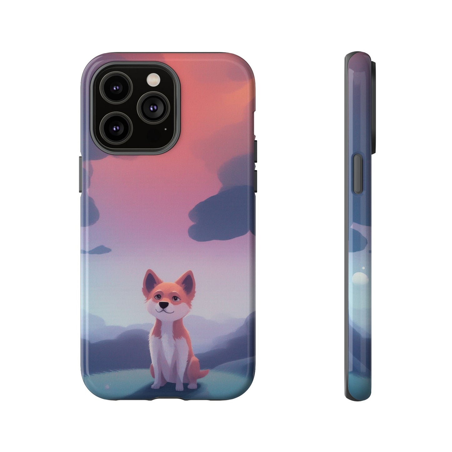 iPhone 14 Pro Max / Glossy Phone Case - Cute Dog & Cloud Design Phone Case