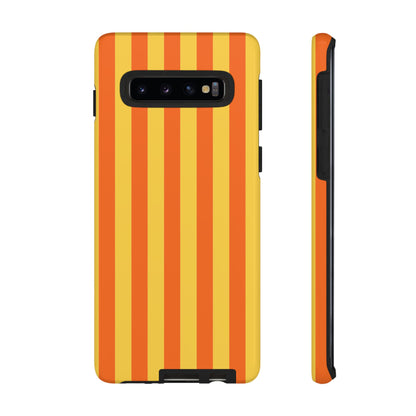 Samsung Galaxy S10 / Glossy Phone Case - Trendy Orange & Yellow Stripe Pattern Phone Case
