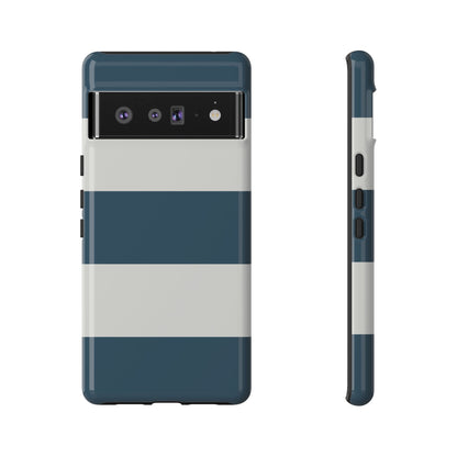 Blue & White Horizontal Stripe Pattern Phone Case - Blue Phone Case - Google Pixel 6 Pro / Glossy