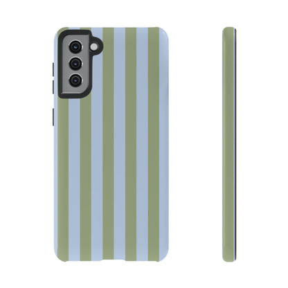 Samsung Galaxy S21 Plus / Glossy Phone Case - Trendy Ice Blue & Green Stripe Pattern Phone Case
