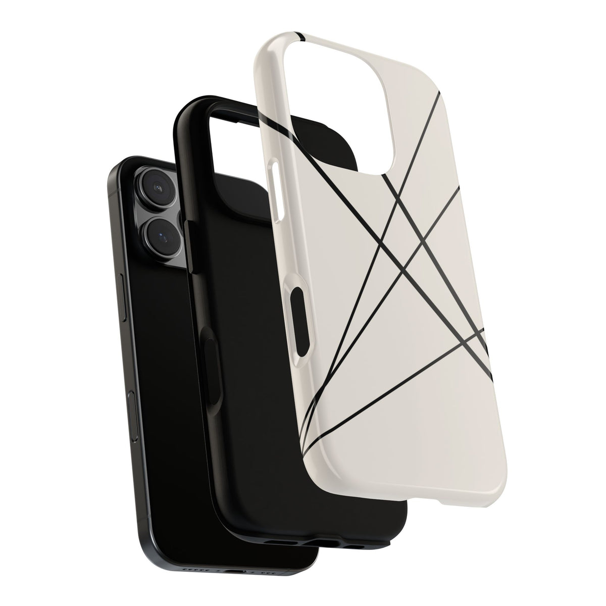 Abstract White with Black Lines Phone Case - White Phone Case