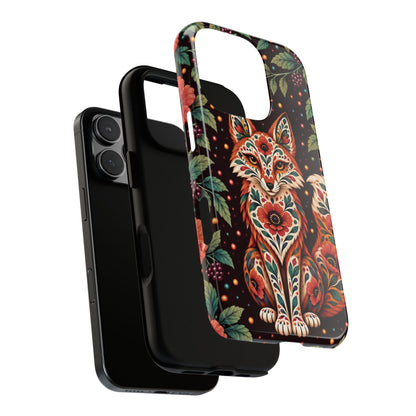 Vibrant Terracotta and Teal Calavera Fox Phone Case - Multicolor Phone Case