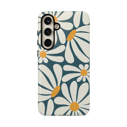 Samsung Galaxy S24 Plus / Glossy Phone Case - Retro Blue Daisy Pattern Phone Case