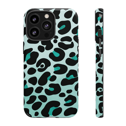 Cool Aqua Leopard Print Phone Case