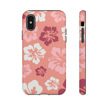 iPhone X / Glossy Phone Case - ’Pink Hibiscus Retro Pattern #3’ Phone Case