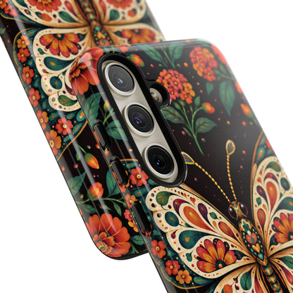 Vibrant Terracotta and Teal Calavera Butterfly Phone Case - Multicolor Phone Case