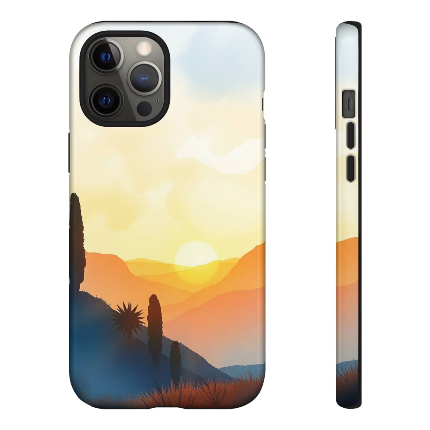 iPhone 12 Pro Max / Glossy Phone Case - Watercolour Sunset Design Phone Case