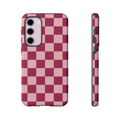 Pink Checked Pattern Phone Case - Pink Phone Case - Samsung Galaxy S23 Plus / Glossy