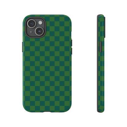 Bold Green Small Checked Pattern Phone Case - Green Phone Case - iPhone 15 Plus / Glossy