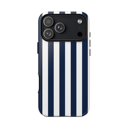 iPhone 17 Pro Max / Glossy Phone Case - Simple Dark Blue & White Stripe Pattern Phone Case