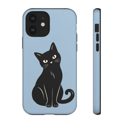 Minimalist Powder Blue & Black Cat Phone Case