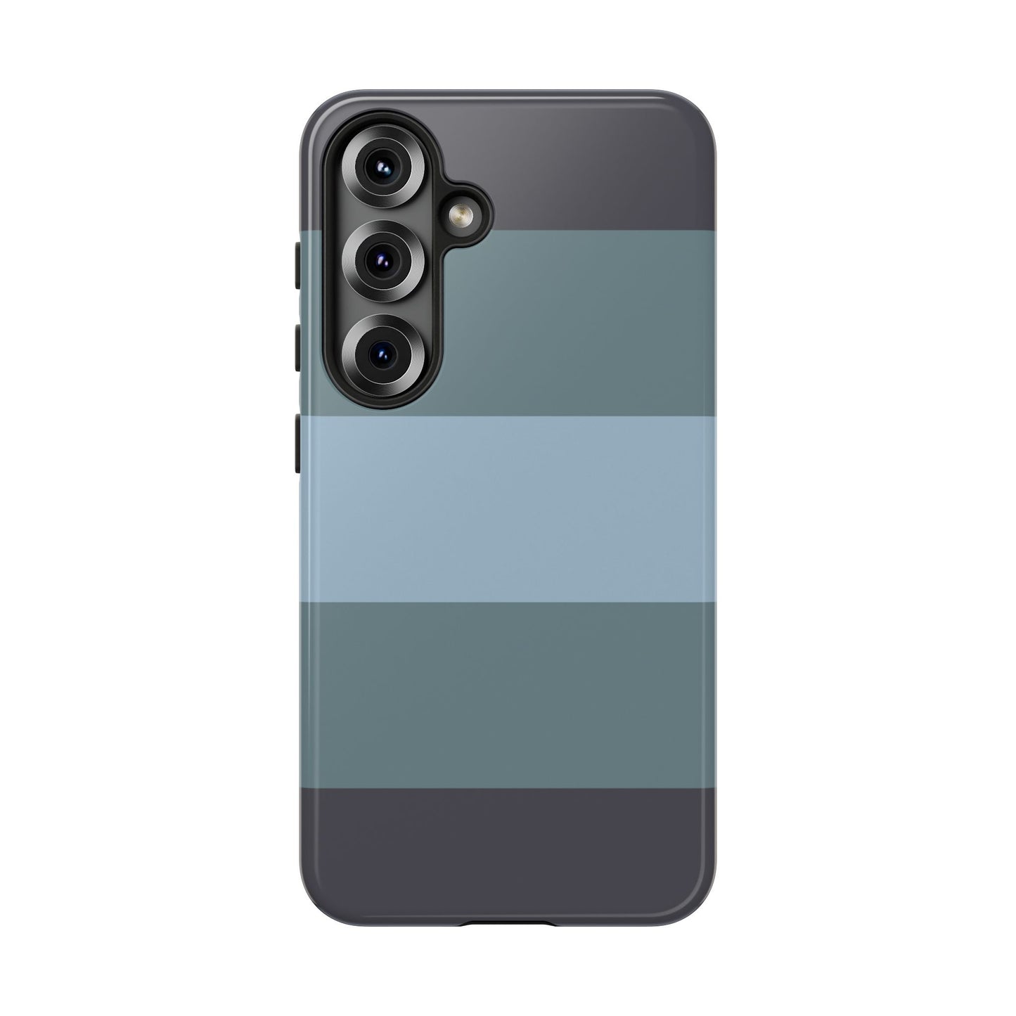Samsung Galaxy S25 / Glossy Phone Case - Shades of Blue Horizontal Stripe Pattern Phone Case