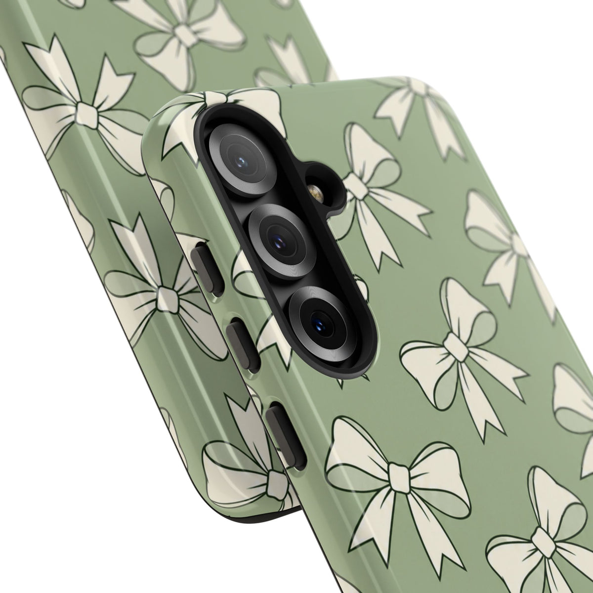 Chic Sage Green Bow Pattern Phone Case