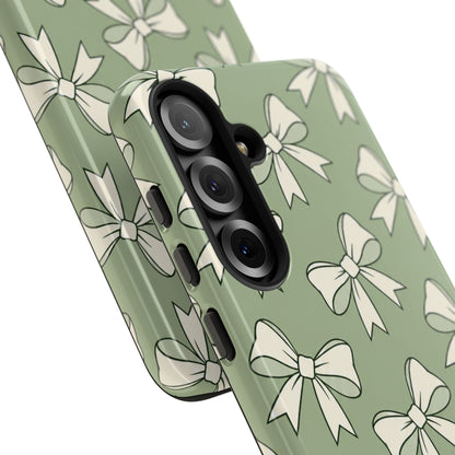 Chic Sage Green Bow Pattern Phone Case