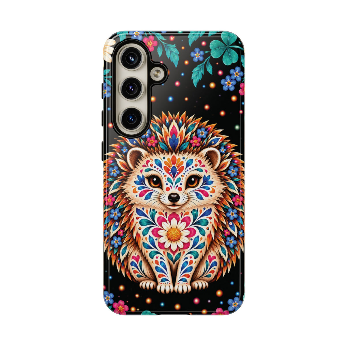 Vibrant Orange and Turquoise Calavera Hedgehog Phone Case - Multicolor Phone Case - Samsung Galaxy S24 / Glossy