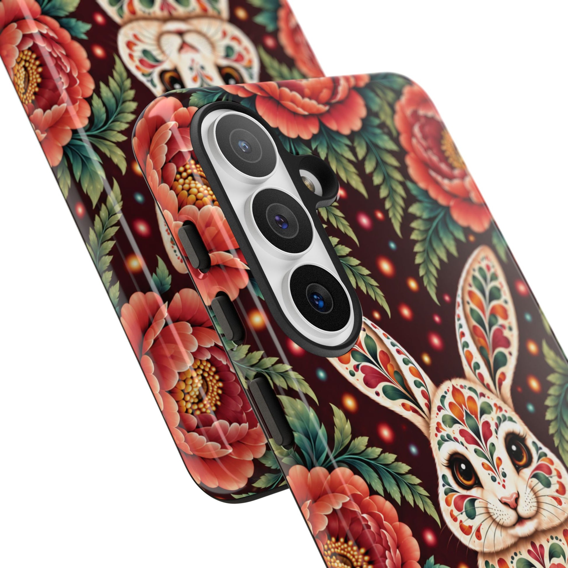 Cute Terracotta and Teal Calavera Bunny Phone Case - Phone Case
