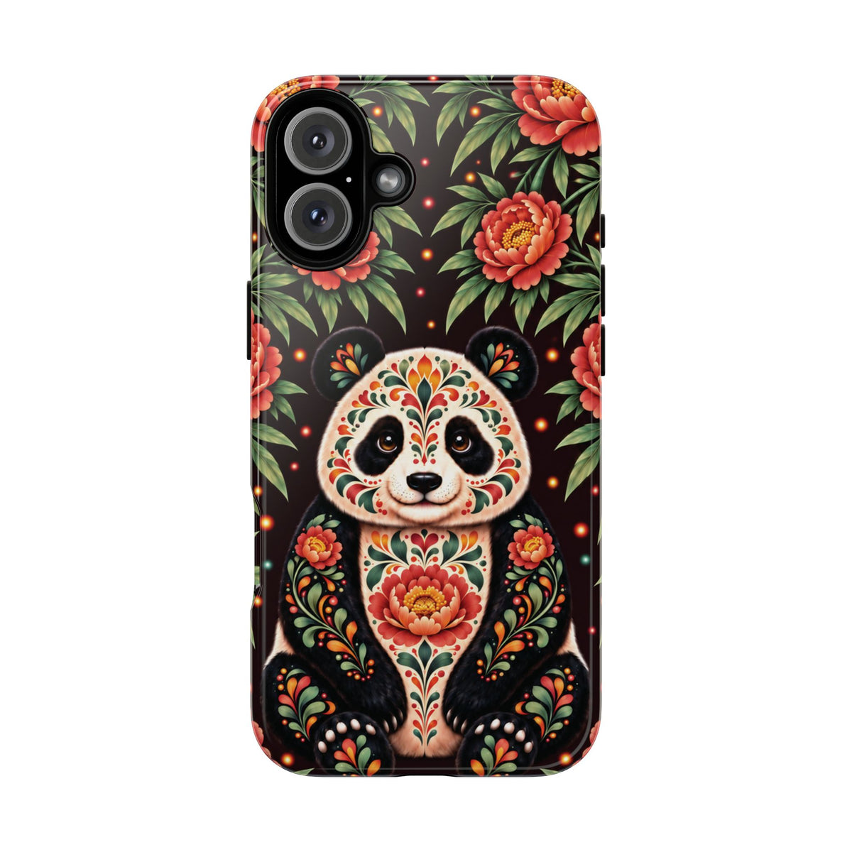 Cute Terracotta and Teal Calavera Panda Phone Case - Multicolor Phone Case - iPhone 16 Plus / Glossy