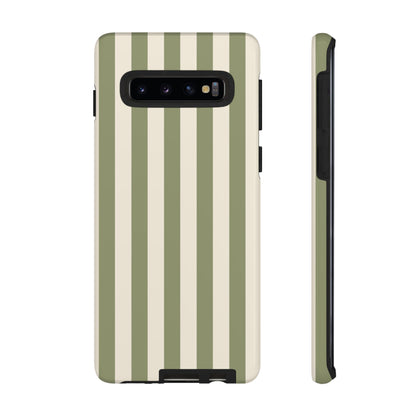 Samsung Galaxy S10 / Glossy Phone Case - ’Olive & Beige Stripe Pattern’ Phone Case