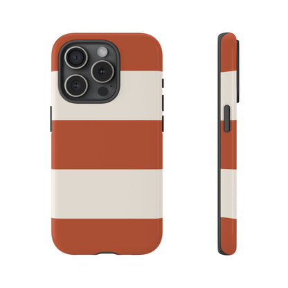 iPhone 15 Pro / Glossy Phone Case - Terracotta Horizontal Stripe Pattern Phone Case