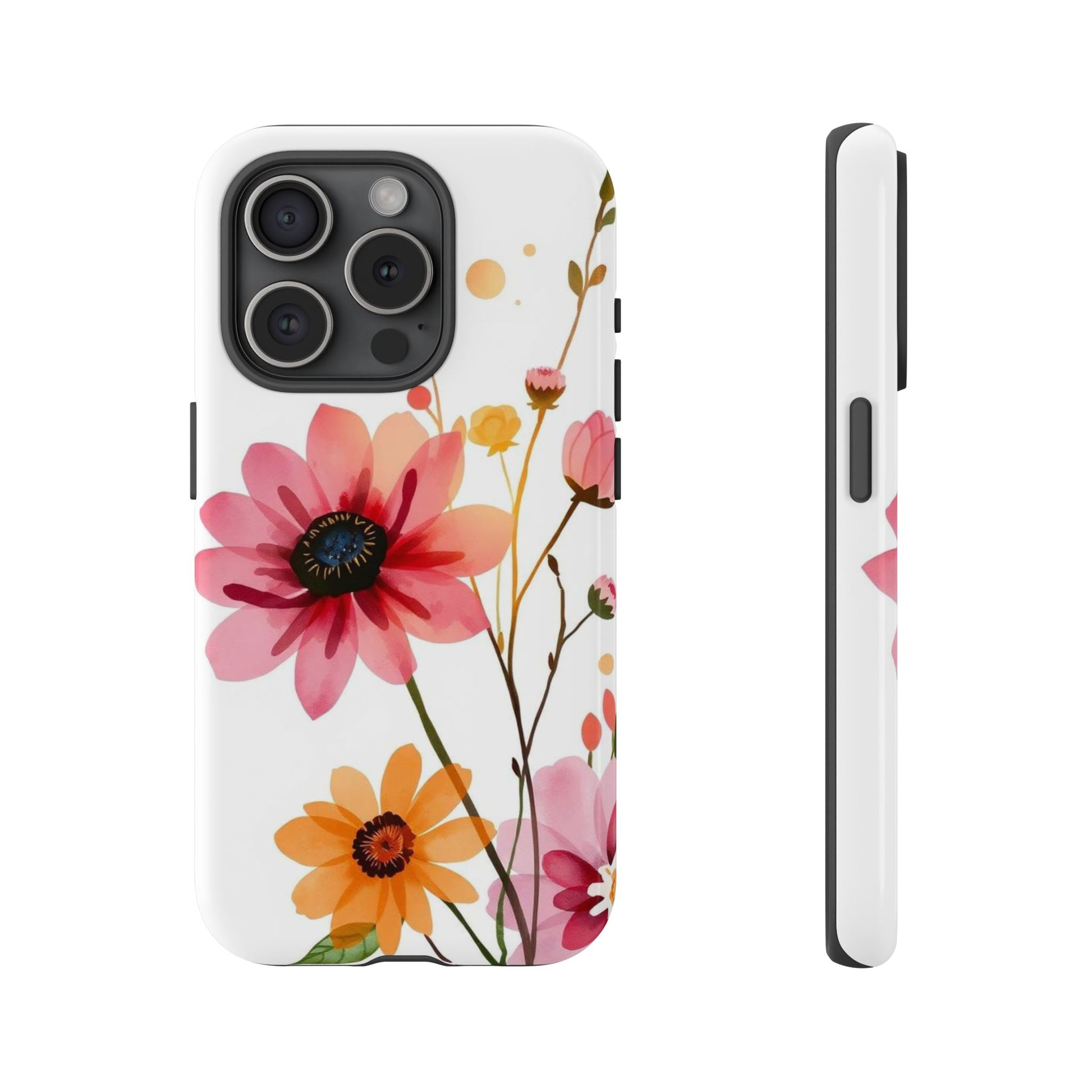 Watercolour Style Simple Wildflower Design Phone Case - Multicolor Phone Case - iPhone 15 Pro / Glossy