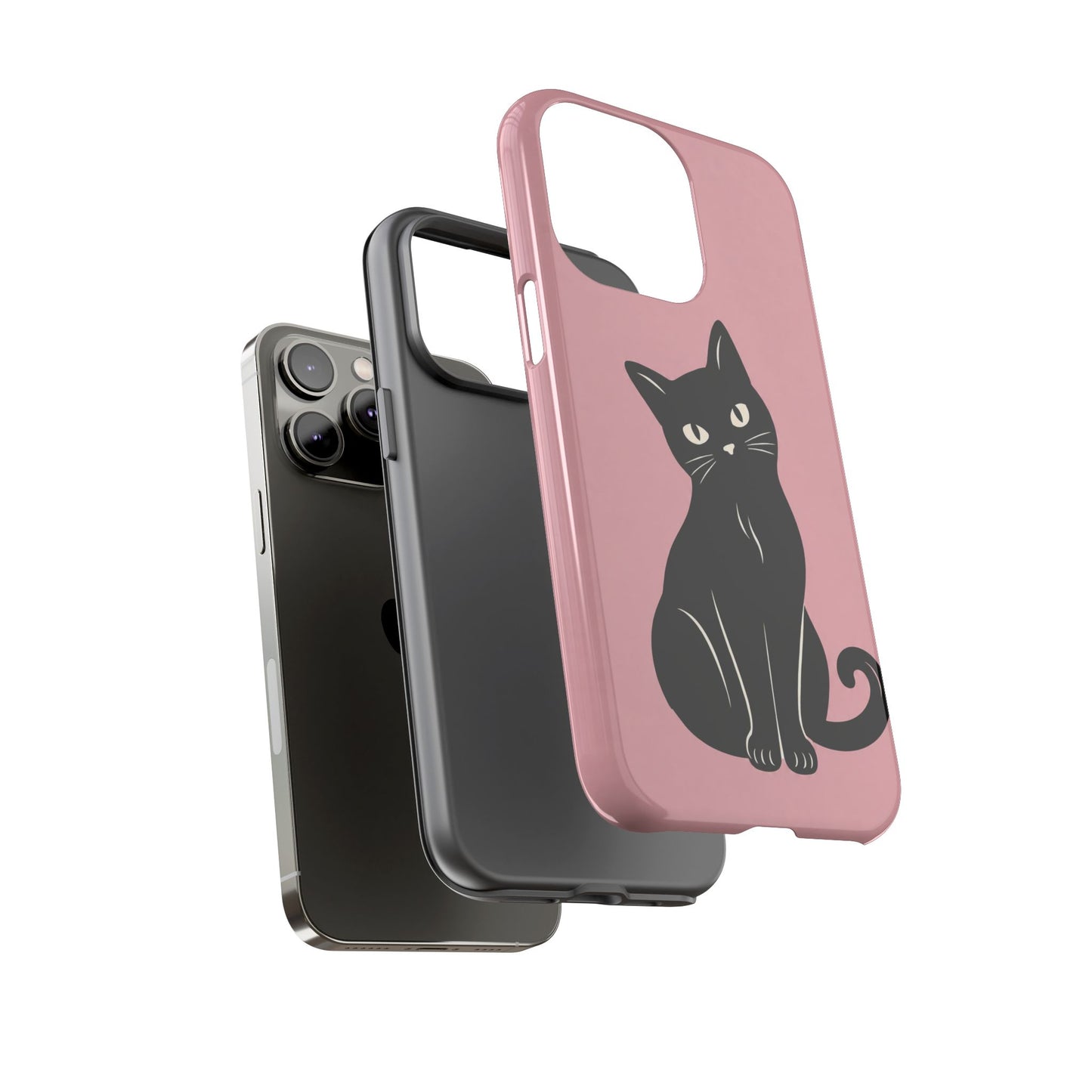 Minimalist Blush Pink & Black Cat Phone Case