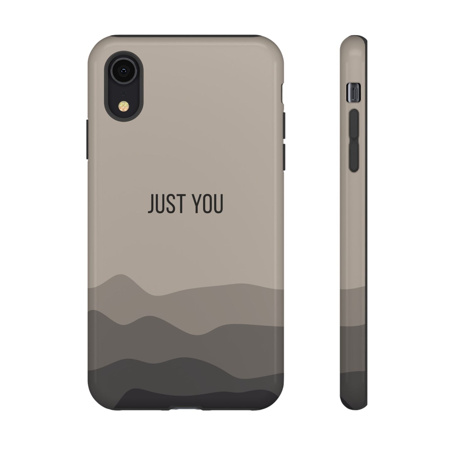 iPhone XR / Glossy Phone Case - Minimalist Beige Waves ’Just You’ Statement Phone Case