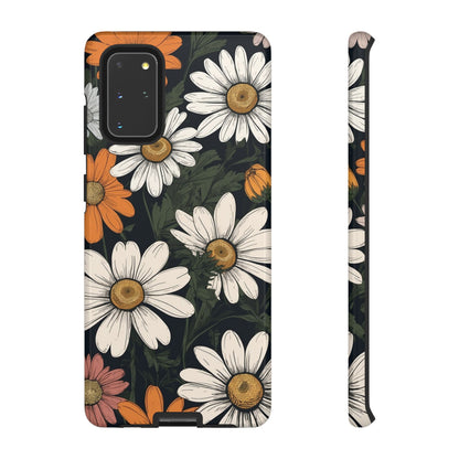 Boho Chic Daisies Floral Pattern "White, Orange & Pink" Phone Case