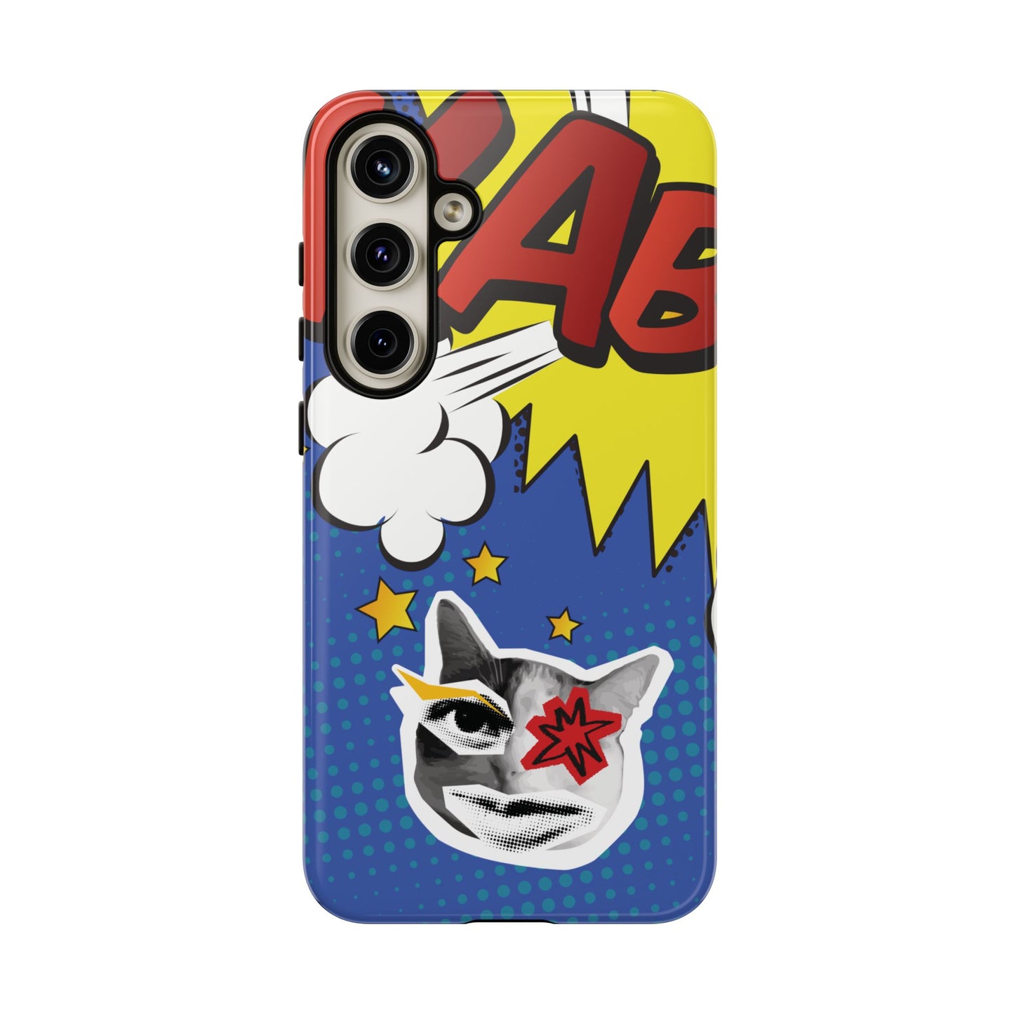 Samsung Galaxy S24 Plus / Glossy Phone Case - Bold Blue Pop Art Cat Phone Case