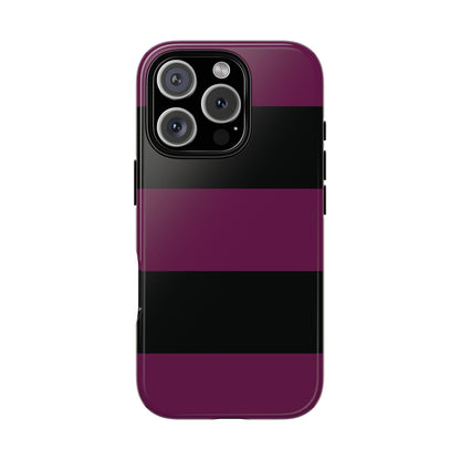 iPhone 16 Pro / Glossy Phone Case - Purple & Black Horizontal Stripe Pattern Phone Case
