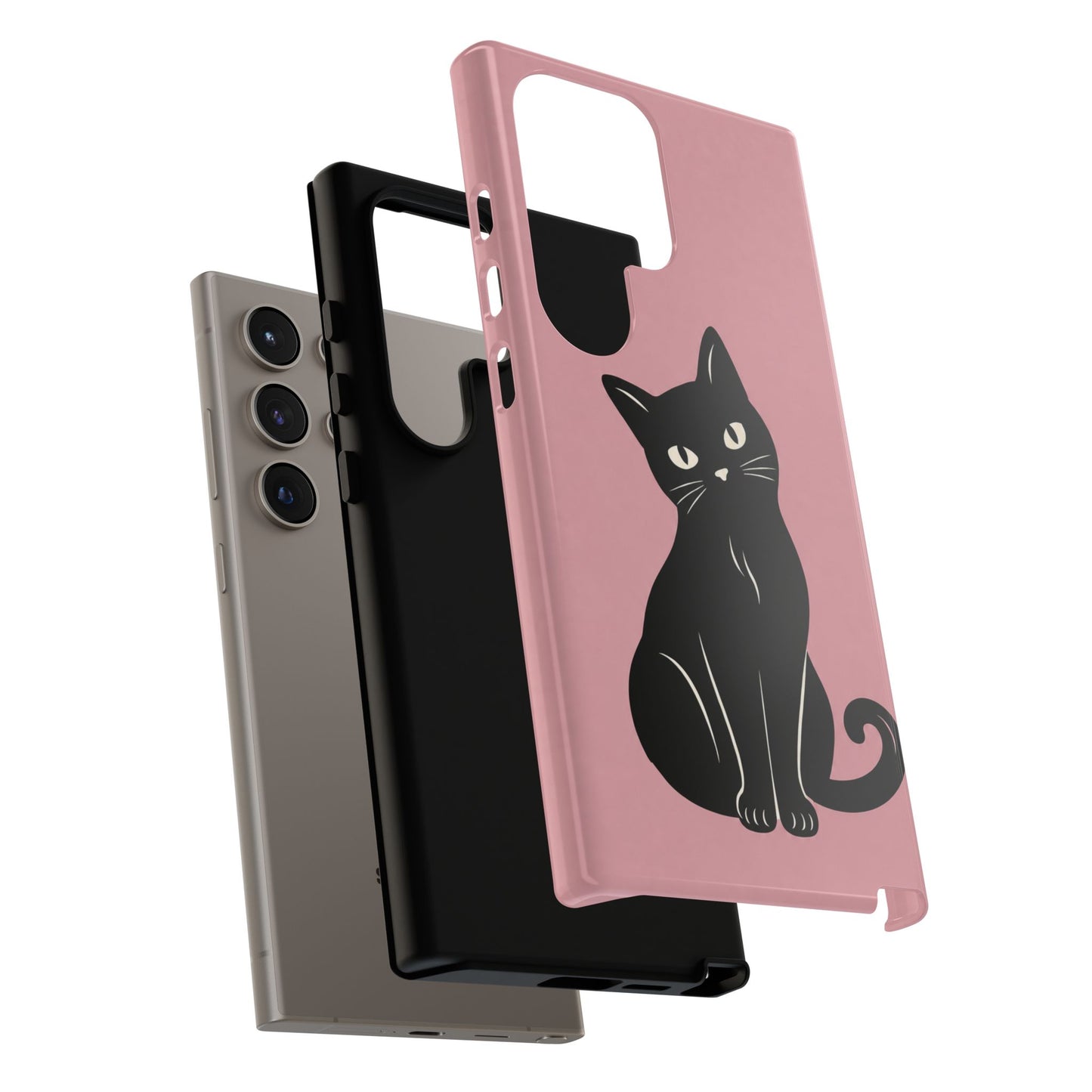 Minimalist Blush Pink & Black Cat Phone Case