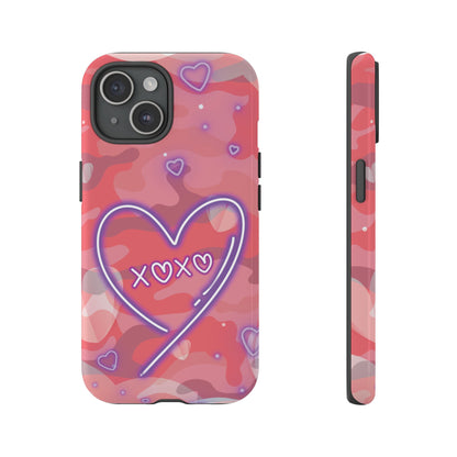 Love Heart Neon Camo Phone Case - Pink Phone Case - iPhone 15 / Glossy