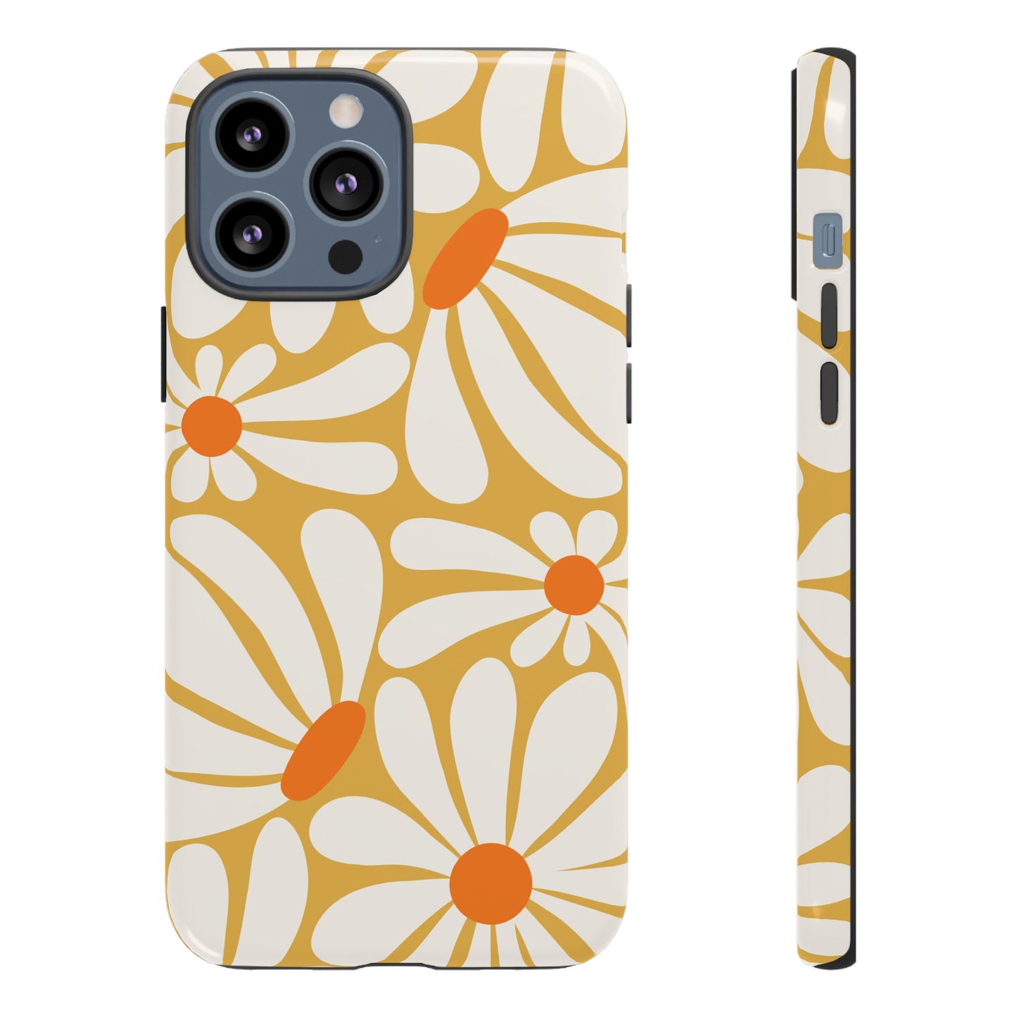 iPhone 13 Pro Max / Glossy Phone Case - Retro Yellow Daisy Pattern Phone Case