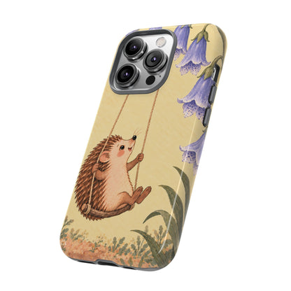 Whimsical Buttercream Hedgehog and Bluebell Phone Case - Yellow Phone Case