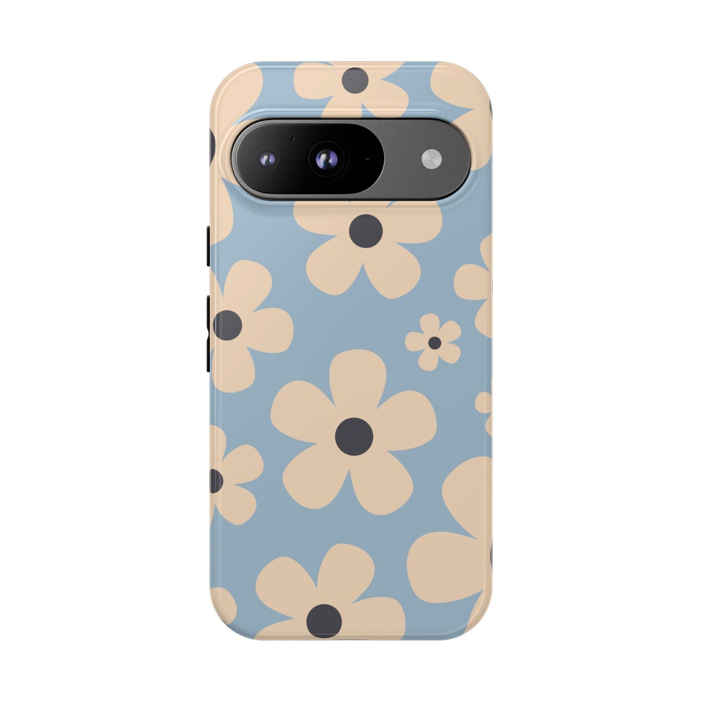 Google Pixel 9 / Glossy Phone Case - Cute Light Blue & Cream Daisy Pattern Phone Case