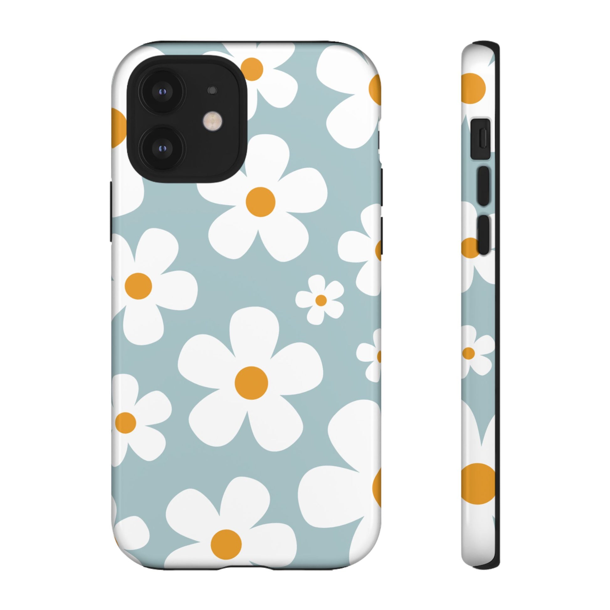 Cute Blue Daisy Pattern Phone Case - Blue Phone Case - iPhone 12 / Glossy