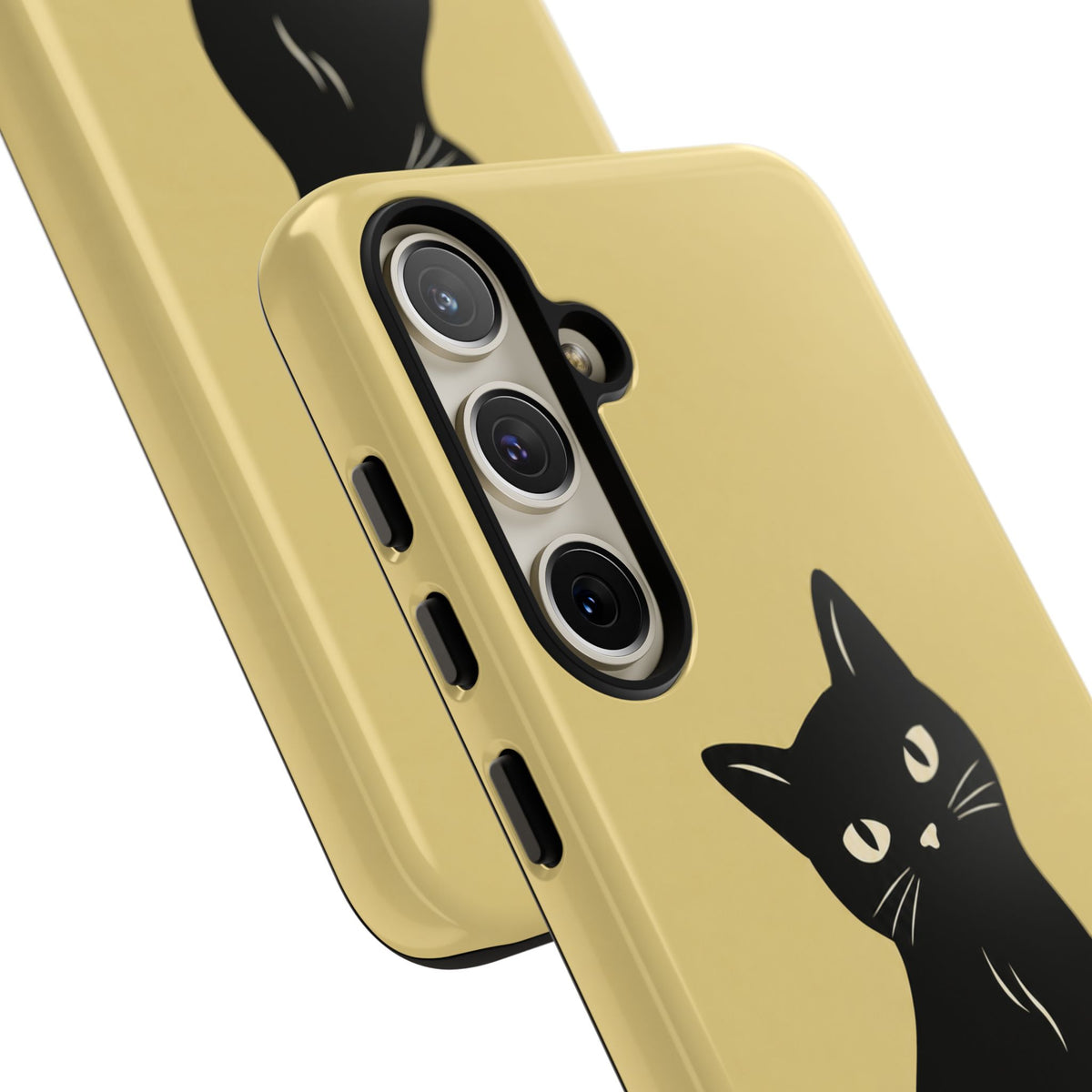 Minimalist Butter Yellow & Black Cat Phone Case