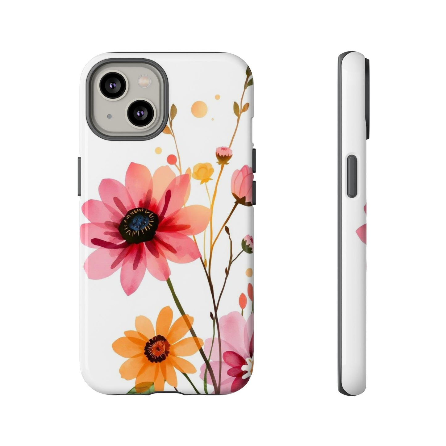 iPhone 14 / Glossy Phone Case - Watercolour Style Simple Wildflower Design Phone Case