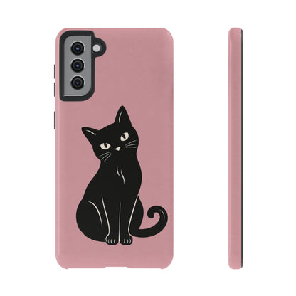 Minimalist Blush Pink & Black Cat Phone Case